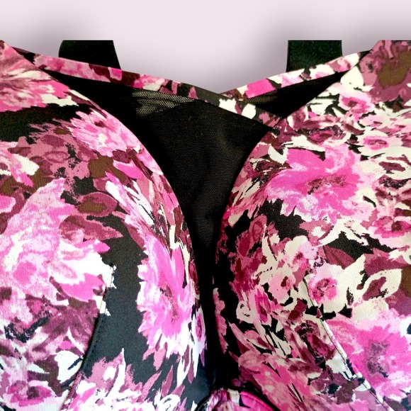 LIVI Floral Print Full Coverage Adjustable Strap Wireless Bra 48C - Picture 6 of 9